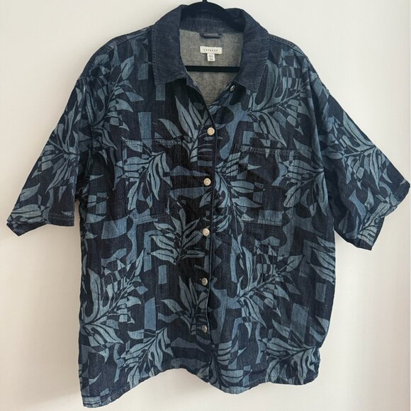Topshop Denim Tropical Shirt - Picture 1 of 2